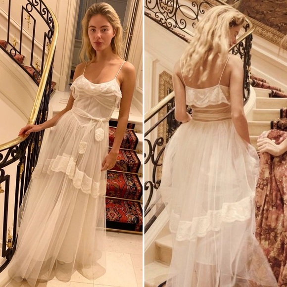 NWT LOVESHACKFANCY Avianna Antique Gown White Size 2 Silk - Picture 2 of 15